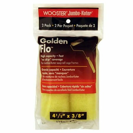 WOOSTER 4-1/2" Mini Paint Roller Cover, 3/8" Nap Nap, Fabric, 2 PK RR315